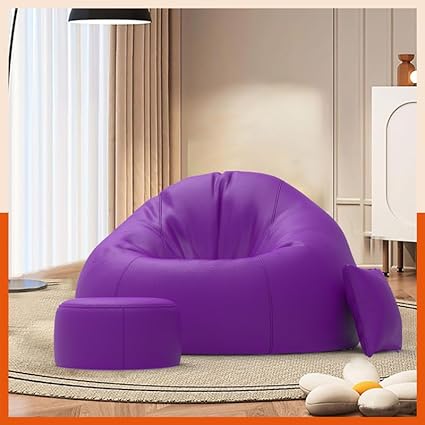 Pi Bean Bags with Beans Filled 5XL Luxura Elite Bean Bag Sofa with Free Cushion and Footrest - Official : ComfyCloud Combo (Matching Color : Regular, Purple)