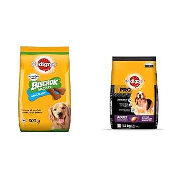 Pedigree Biscrok Biscuits Dog Treat (Above 4 Months) Chicken Flavour, 500g Pack & PRO Expert Nutrition Adult Small Breed Dogs (9 Months Onwards) Dry Dog Food, 1.2kg Pack