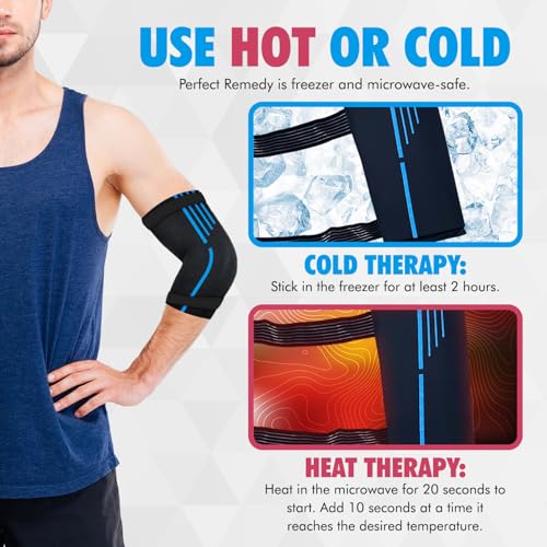 Image of Perfect Remedy Freeze Sleeve - Hot & Cold Arm Ice Pack Wrap Compression - Tennis Elbow Cold Pack Compression for Support in Injuries - Ice Sleeve for Knee, Elbow (Small-Medium)