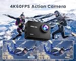 4K 60FPS Action Camera with 64GB Card-48MP Waterproof Camera,40M Underwater Camera,8X Zoom,EIS Stabilization,WiFi,Remote Control,MotorcycleCamera with 2 Rechargeable Batteries