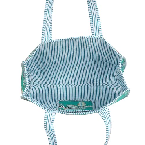 Image of Cotton Tiger Block Print Tote Bag, Indian Handmade Shopping Shoulder Bag, Unisex Market Daily Use