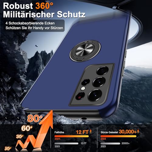Coque Samsung S21 Ultra rigide bleue avec support haut de gamme - 2