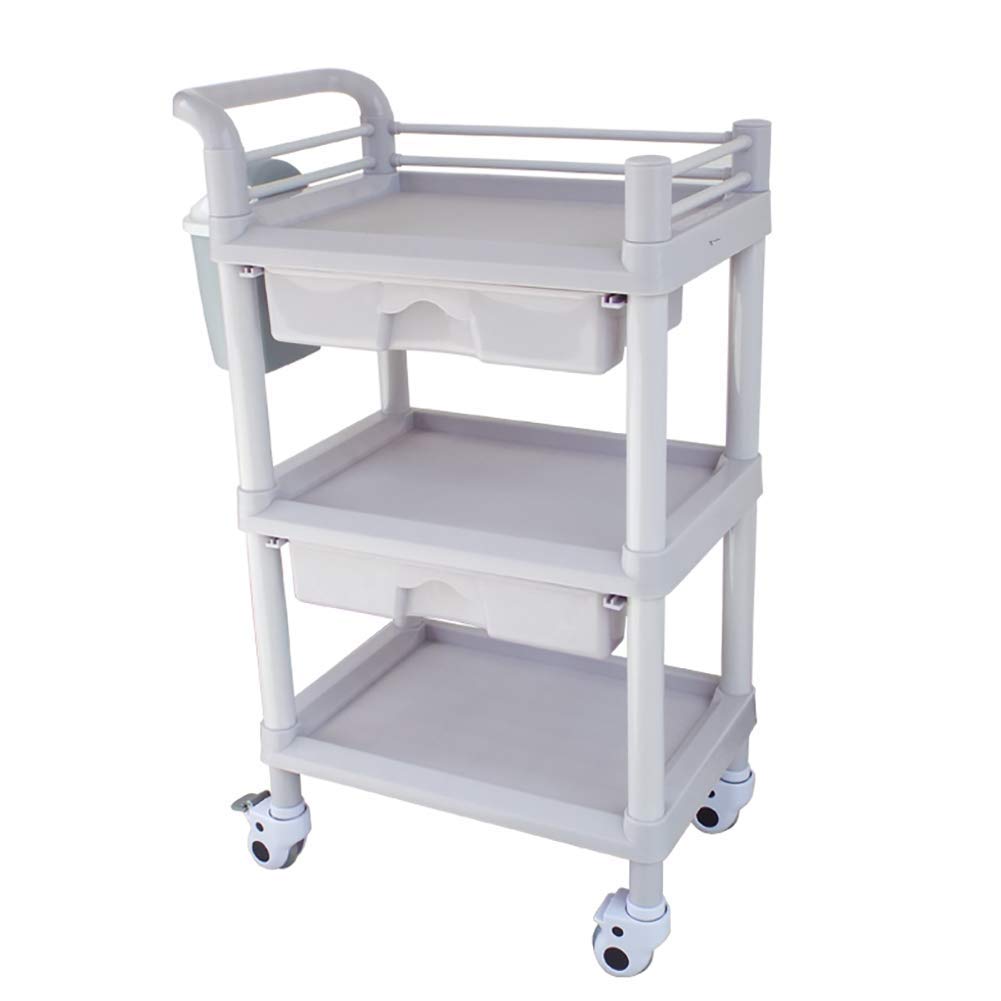 asdchZen Trolley Rolling Cart Storage Rack Serving Cart Cart Tool Portable Beauty Spa Rolling Trolley With Dirt Bucket ; Drawers, 3 Tier Utility Cart With Universal Whee