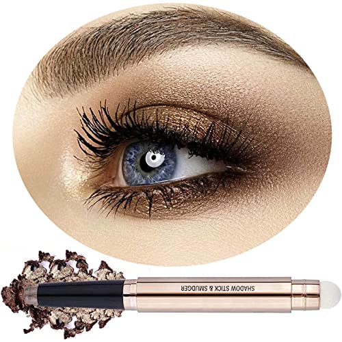Cocoa Brown Eyeshadow Stick For Eye Makeup, Cream Shimmer Glitter Dark Matte Single Crayon Powder Primer Smooth Eyeshadow Pencil, Hypoallergenic Natural Waterproof Long Lasting Eye Shadow Eyeliner Pen, Multi-Dimensional Eyes Look （Cocoa Brown Shimmer # 07） #TOP4