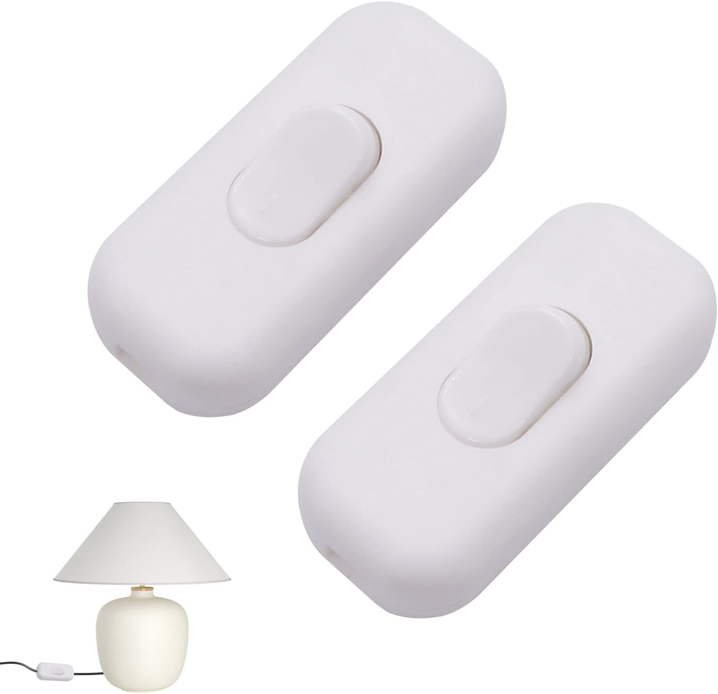 2Pcs Inline Light Switch,250v In Line Switch for Lamps,6amp Lamp Switc,Double Pole Inline Switc Accepts for Desk Lamp Light Bulb White Torpedo