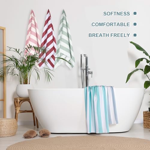 EBOOT 10 Pack Oversized Beach Towel Set Extra Large Pool Towels Microfiber Quick Dry Swim Blanket for Adult Women Men Face Hand Body Bath Travel Pool(Pastel Color,36 x 72 Inch,Cabana Stripe) by EBOOT - Image 4