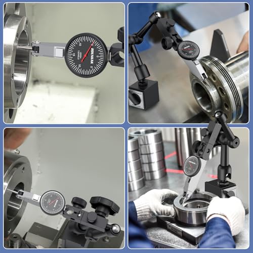 Image of HDLNKAK Dial Test Indicator with Magnetic Base Stand(90lbs /40kg), 0-0.03 inchx0.0005 inch Test Indicator,with 3 Metal Dovetail Clamps in Storage Case (Black)