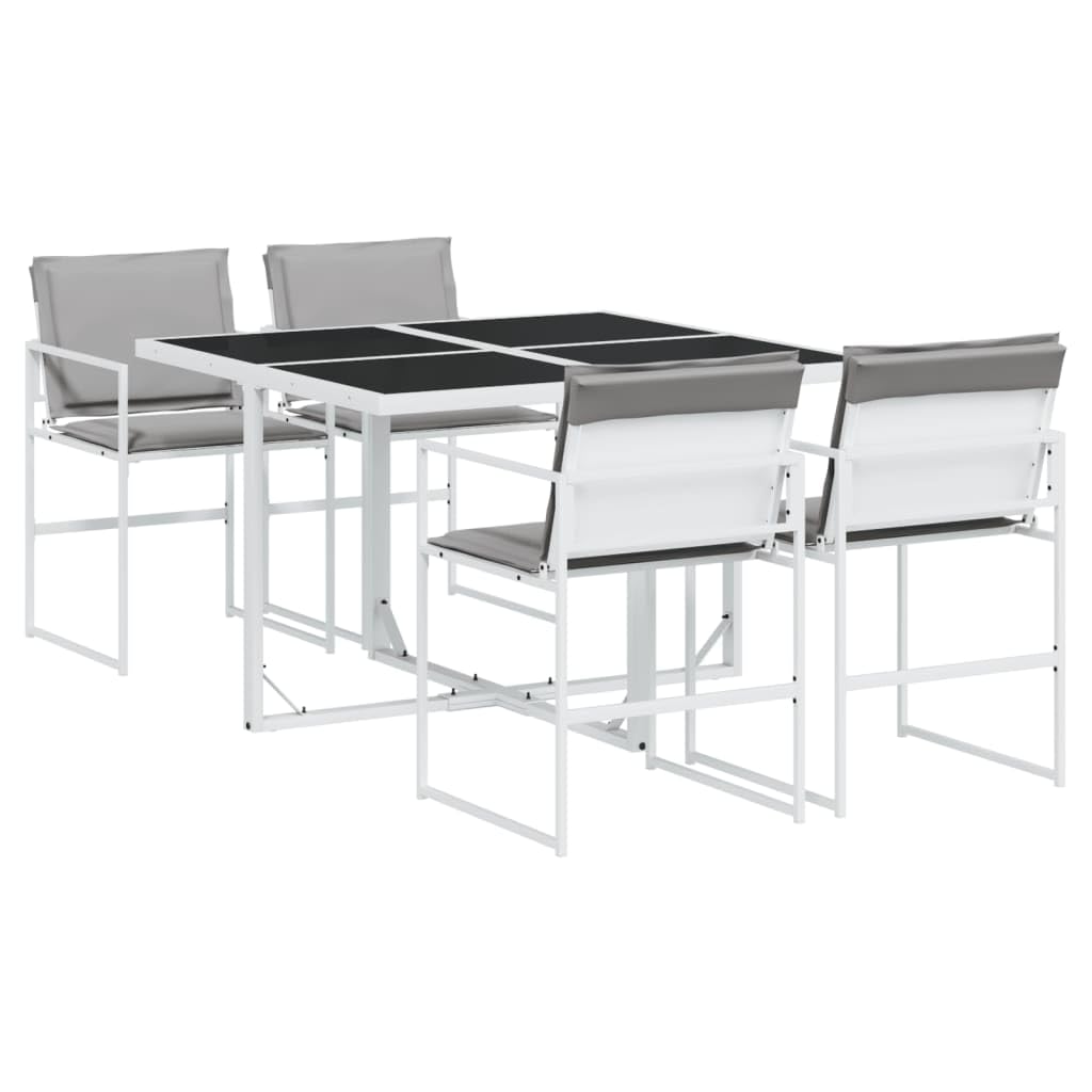 Ensemble à manger d'extérieur textilène blanc table et chaises de jardin design avec coussins