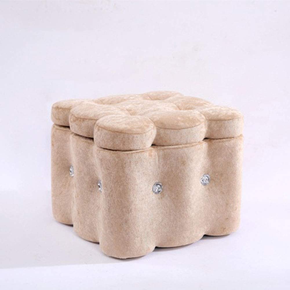 Tabouret de Rangement Carré Pouf Ottoman Repose-Pieds Bois Salon