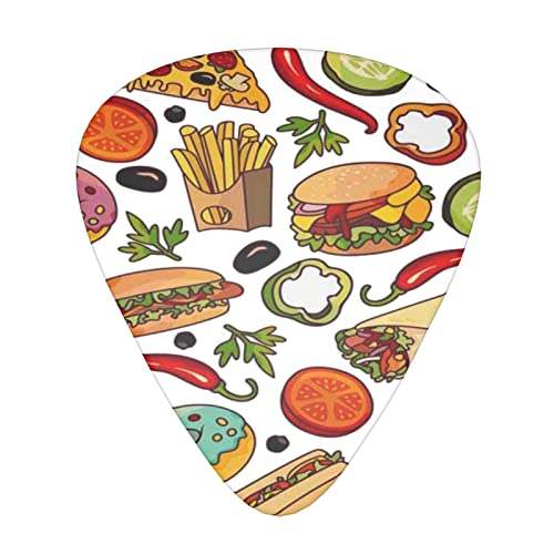 Lot de 12 médiators fins et épais pour guitares acoustiques électriques et acoustiques Motif dessin animé Fast Food - Les Beatles, Paul McCartney, John Lennon, RIngo Starr, George Harrison Lot de 12 médiators fins et épais pour guitares acoustiques électriques et acoustiques Motif dessin animé Fast Food