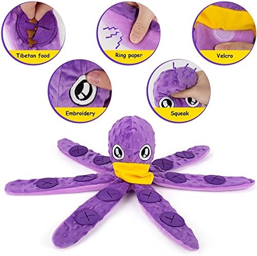 TOTARK Dog Snuffle Toys for Medium Large Dogs, Octopus Interactive Dog Toys for Boredom, Squeaky Dog Treat Puzzle Toys for Foraging Instinct Training Slow Feeding