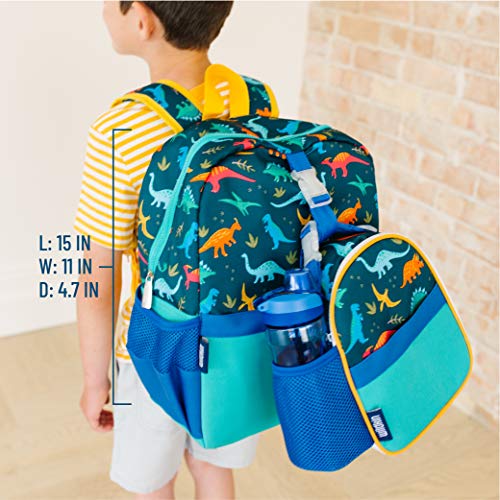 Wildkin Pack-It-All Kids Backpack For Boys & Girls, Ideal Size For School & Travel Backpack For Kids, Features Front Strap, Interior Sleeve, Back Support & Side Pocket (Jurassic Dinosaurs) #TOP4