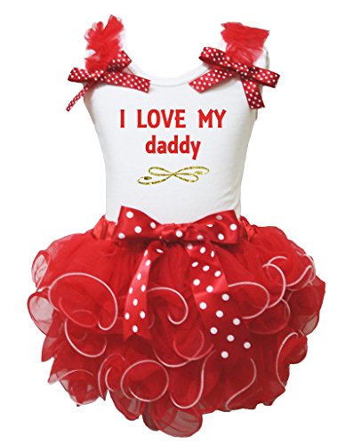 Conjunto de falda de pétalos rojos y camisa blanca I Love My Daddy para bebé y niña
