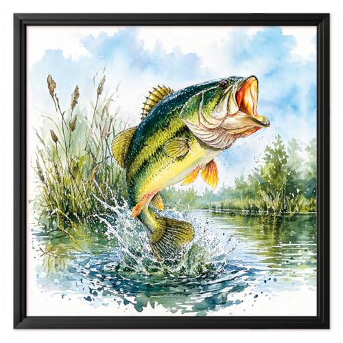 Image of FREEBLOSS 11CT Cross Stitch Kit Stamped Cross Stitch Craft Kit with Stitching Guide for Beginners Fishing Lake Scene Embroidery Set Crossstitch Wall Hanging Set 17x17inch