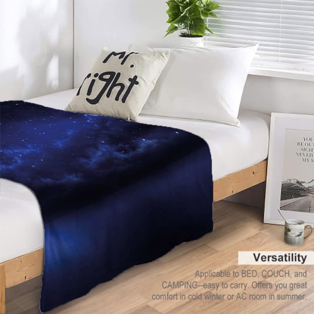 Night Sky Blanket, Starry Cartoon Design Sky with Lunar Moon