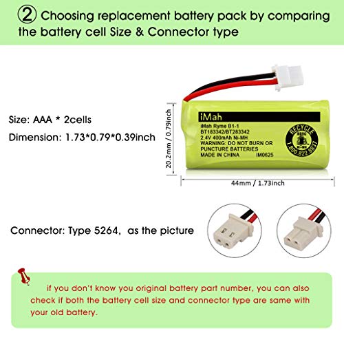 Imah Bt183342/Bt283342 Bt166342/Bt266342 Bt162342/Bt262342 Cordless Phone Battery Compatible For Vtech Cs6114 Cs6419 Cs6719 Cs6719-2 At&T El52300 Cl80112, 4-Pack #TOP5