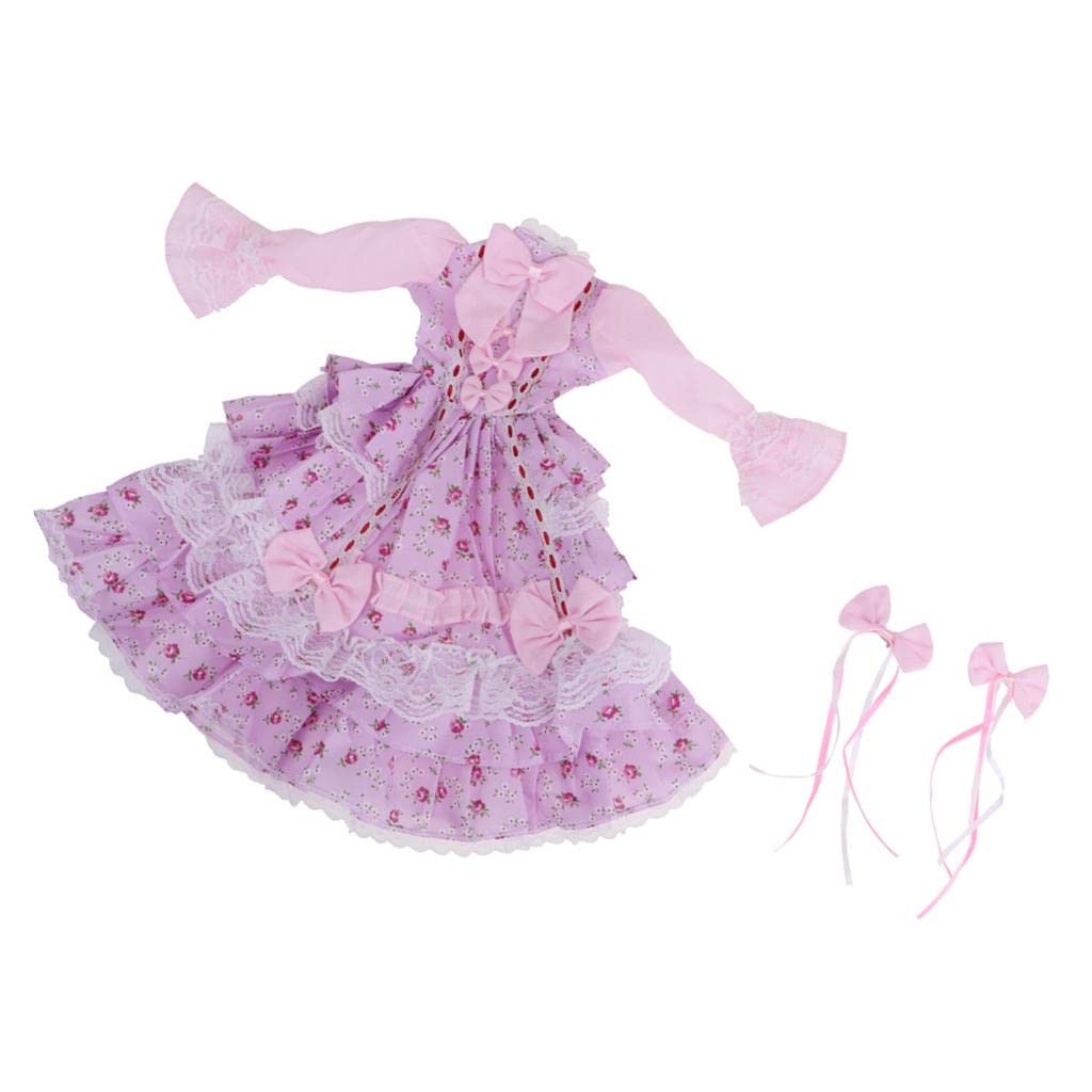 2 Stück Puppenkleid für 60cm Mädchenpuppe BJD Lolita Prinzessin mit Elegantem Kopfschmuck Und Süßem Schnitt aus Angenehmem Material für Geschenkideen
