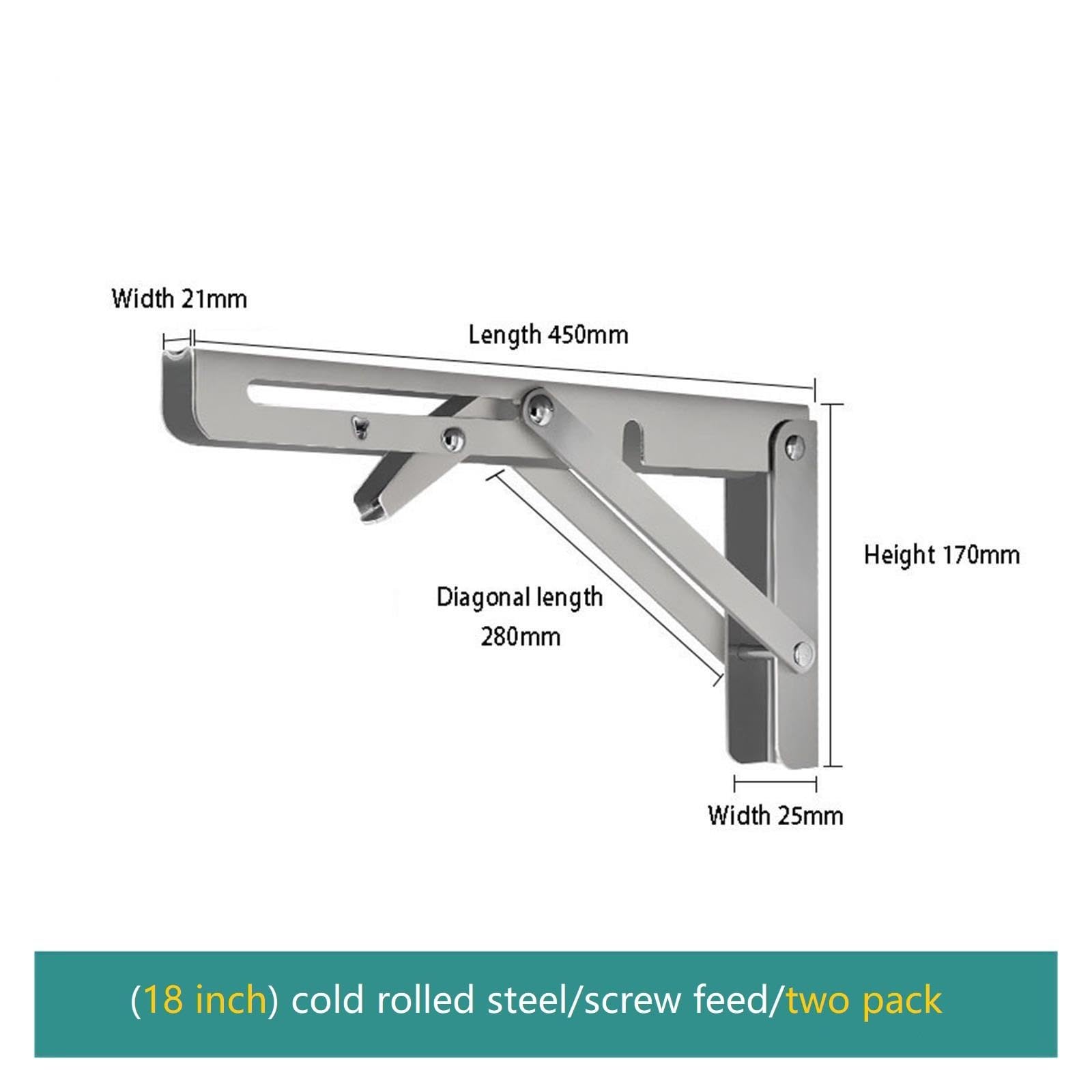 2PCS Soporte triangular plegable de acero inox grueso para estante de pared