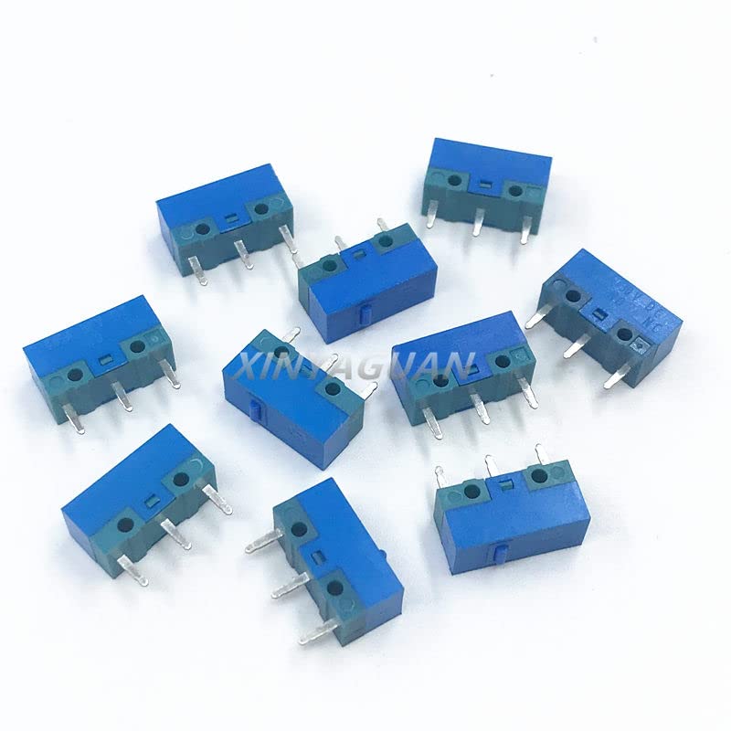 Souris micro interrupteur bleu à 3 broches pour réparation de souris d'ordinateur, lot de 10