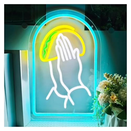 Néon mains en prière tacos LED anti-éblouissement USB salon