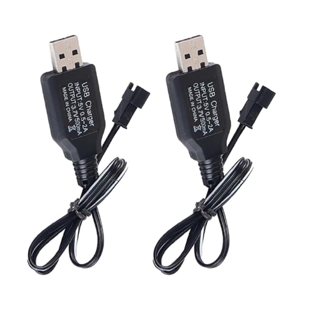SM-2P USB Charger Cable Pack of 2 for 3.7V Li-ion/LiPo Batteries | Fast Safe Charging Wire for RC Car Drone Boat Helicopter Plane Tank Toys & DIY Electronics-image-27