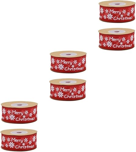 Healeved 6 rollos de cinta transparente de Navidad brillante de organza de Navidad, cinta para el pelo con purpurina, cinta de regalo para