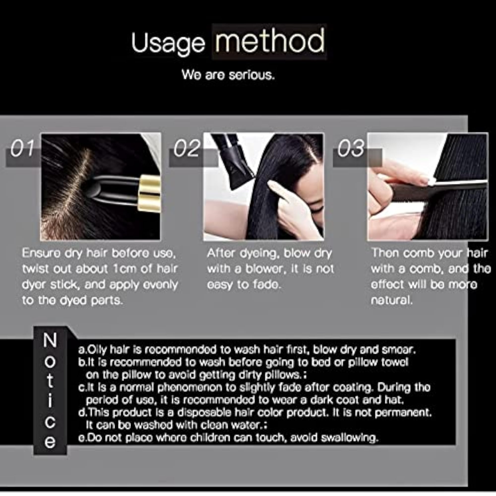 Professional Hair Touch Up Stick One-Time Dye Pencil