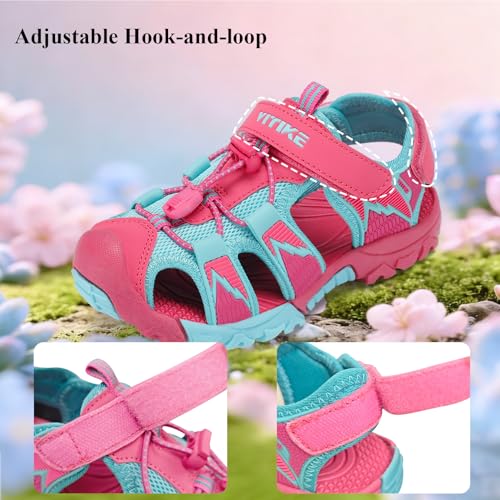 Image of JMFCHI Boys Girls Kids Closed Toe Sports Sandals Summer Water Shoes | Little /Big Kid,Comfortable lightweight,Non-slip soft sole,Hook-and-loop closure,Easy wear,Anti-collision toe,Daily casual