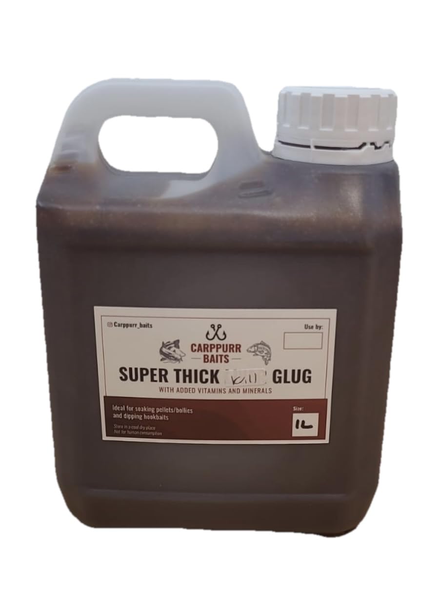 Carppurr baits Super Thick Krill Glug 500ml-1L-2L-3L-5L โ Carp Fishing Liquid Attractant Booster for Boilies & Pellets โ Catfish, Sturgeon & Coarse Fishing Bait Soak (1 litre)