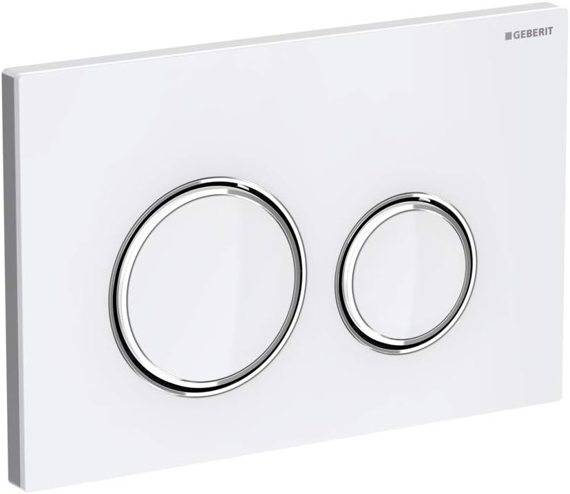 115.884.SI.1 アクチュエータープレート Sigma21 デュアルフラッシュ用: ホワイト、明るいクロムメッキ
