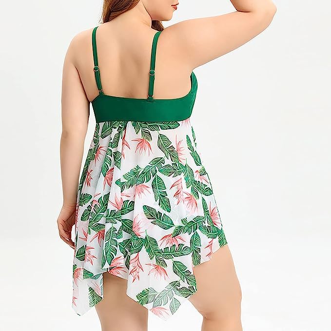 Image of Plus Size Floral Printed Two Pieces Swimsuits - XL - 8XL