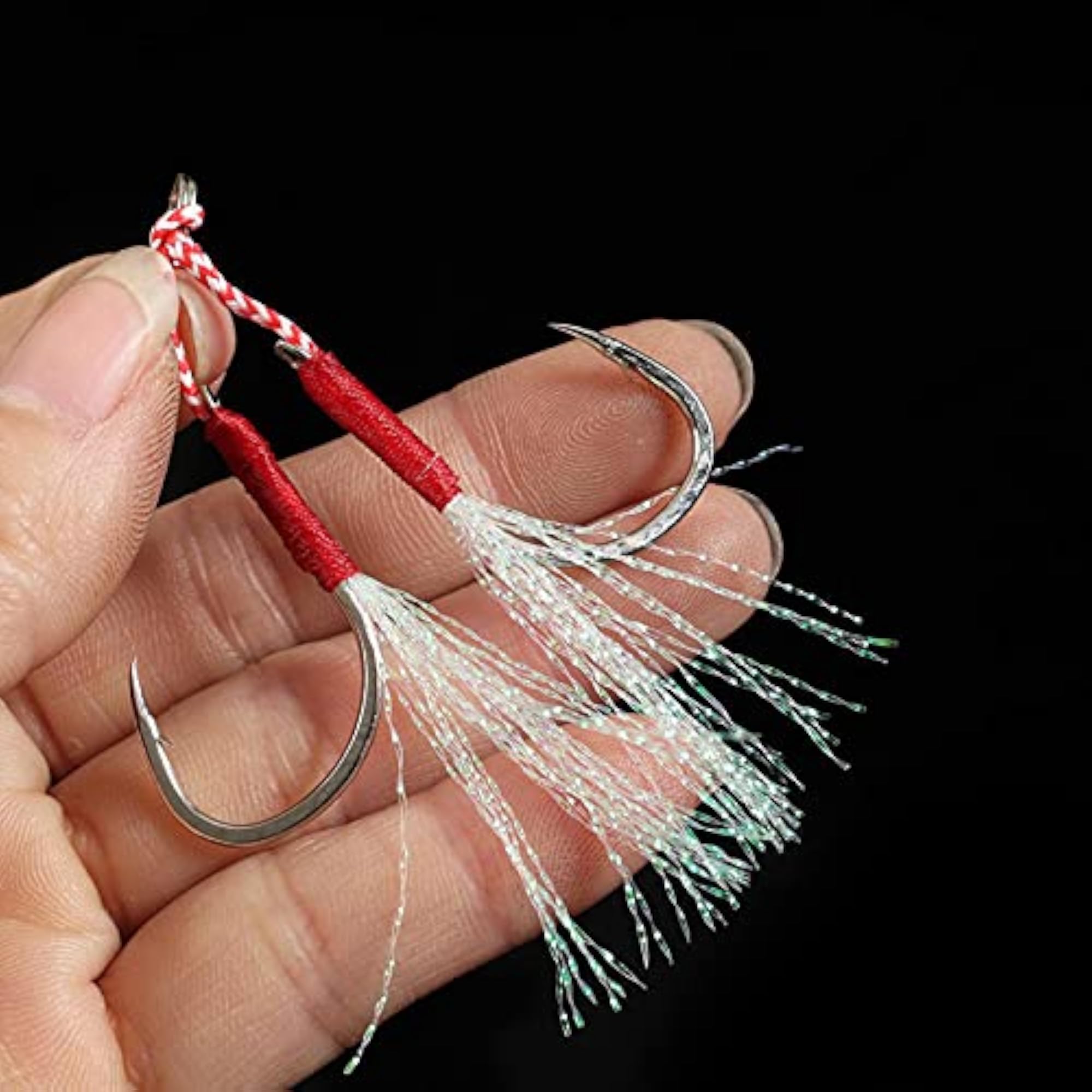 5pcs Fishing Jigging Hooks Set with Feather
