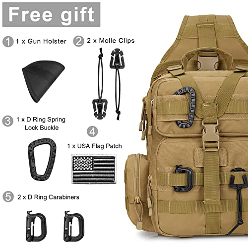 G4Free Tactical Edc Sling Bag Backpack With Pistol Holster Military Shoulder Range Backpack For Concealed Carry (Tan) #TOP2