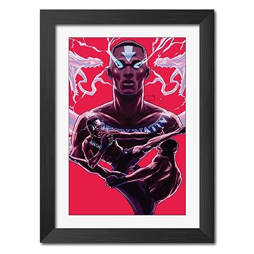 Image of TenorArts Israel Adesanya MMA Poster Frame Fighter Boxer Laminated Photo Framed Painting with Matt Finish Black Textures (12 inches x 9inches)