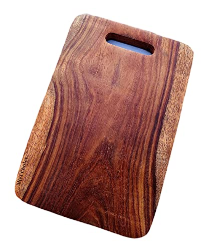 Image of The Artist Cottage Wooden Chopping, Cutting, Slicing Board for Kitchen | Single Piece Rosewood (Sheesham) Reversible Standard, Eco-Friendly & Hygienic - Small, Style-2 (Natural Finish, 12 x 8 inches)