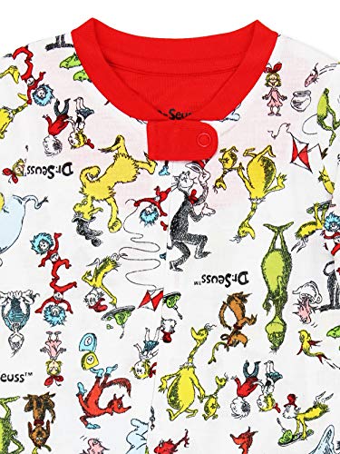 Dr. Seuss Grinch Cat in The Hat Pijama infantil sem pé, White/Multi, 3-6 meses