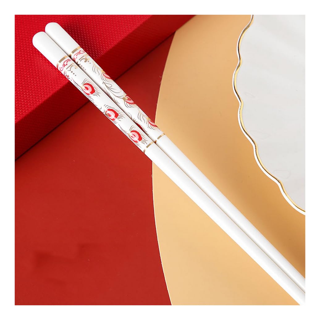 Bopsticks en Porcelaine Premium Ensemble avec boîte-Cadeau, Baguettes en Porcelaine d'os Chinois Blanches, Baguettes en céramique, Baguettes réutilisables D