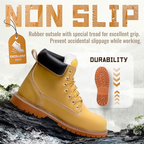 Dr.RHINO Winter Steel Toe Boots for Men Comfortable Winter Work Boots Waterproof Slip Resistant Snow Safety Boots Indestructible Construction Boots4