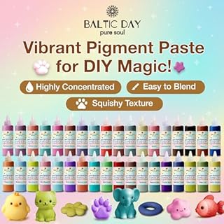 BALTIC DAY 36 Color Silicone Pigment Dye Paste Set – Vibrant Opaque Pigments for Squishy Making, Slime Coloring, Resin, Silicone Rubber Mold Crafting & DIY Projects