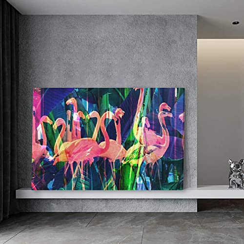 Eorntdy Canvas Wall Art Flamingo Canvas Print Artwork Bird Wall Art Paintings Framed Ready To Hang For Living Room Dinning Room Bedroom Bathroom Home Decor 08X12Inch #TOP6