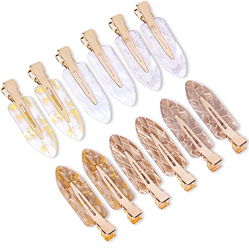 Cptots 12Pcs No Bend Hair Clips No Crease Hair Clips Creaseless Hair Clips No Dent Hair Clip For Makeup Applications Acrylic Resin Flat Hair Clips For Styling Fashion Hair Barrettes For Women With Thick Thin Hair #TOP24