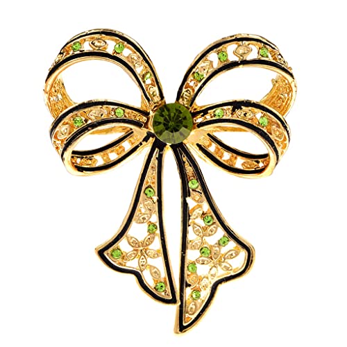 Broche nœud papillon or et strass pour femme, le cadeau idéal pour sublimer un manteau