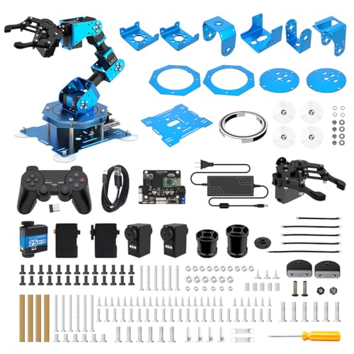 Robotic Arm for Arduino Coding Programming 6DOF Hiwonder-xArm1S STEM Educational Building Robot Arm Kits, 6 AXIS Full Metal Robotic Arm Wireless Controller/PC/App/Mouse Control Learning Robot