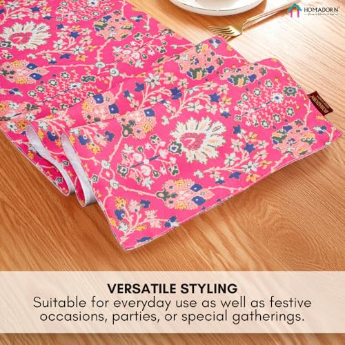 Image of HOMADORN Premium Digital Printed Table Runner - Double Layered Durable Fabric, Elegant Dining & Coffee Table Decoration, Fade-Resistant Prints, Easy Care (13X60 Inches ( 4 Seater), Pink Paradise)