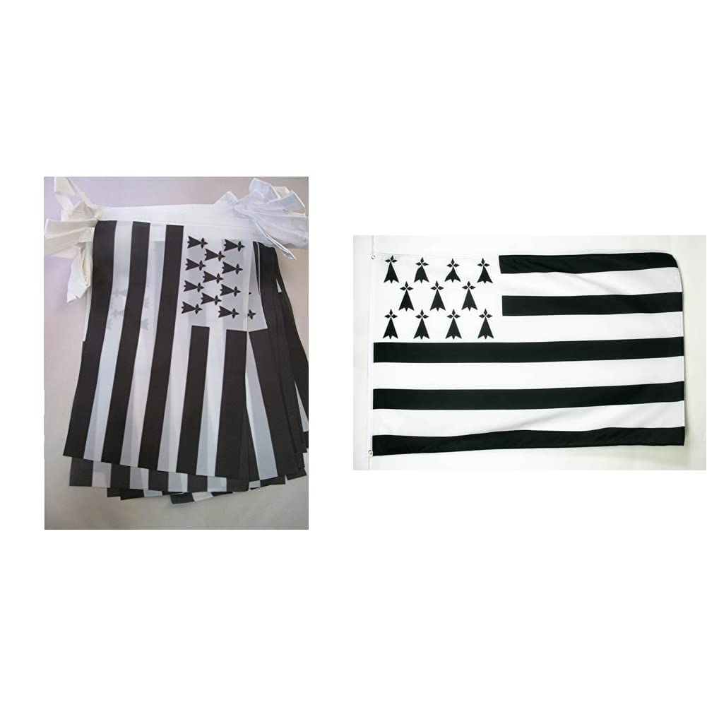 Drapeau Bretagne 90x60cm et guirlande festive pour repas et fêtes de village