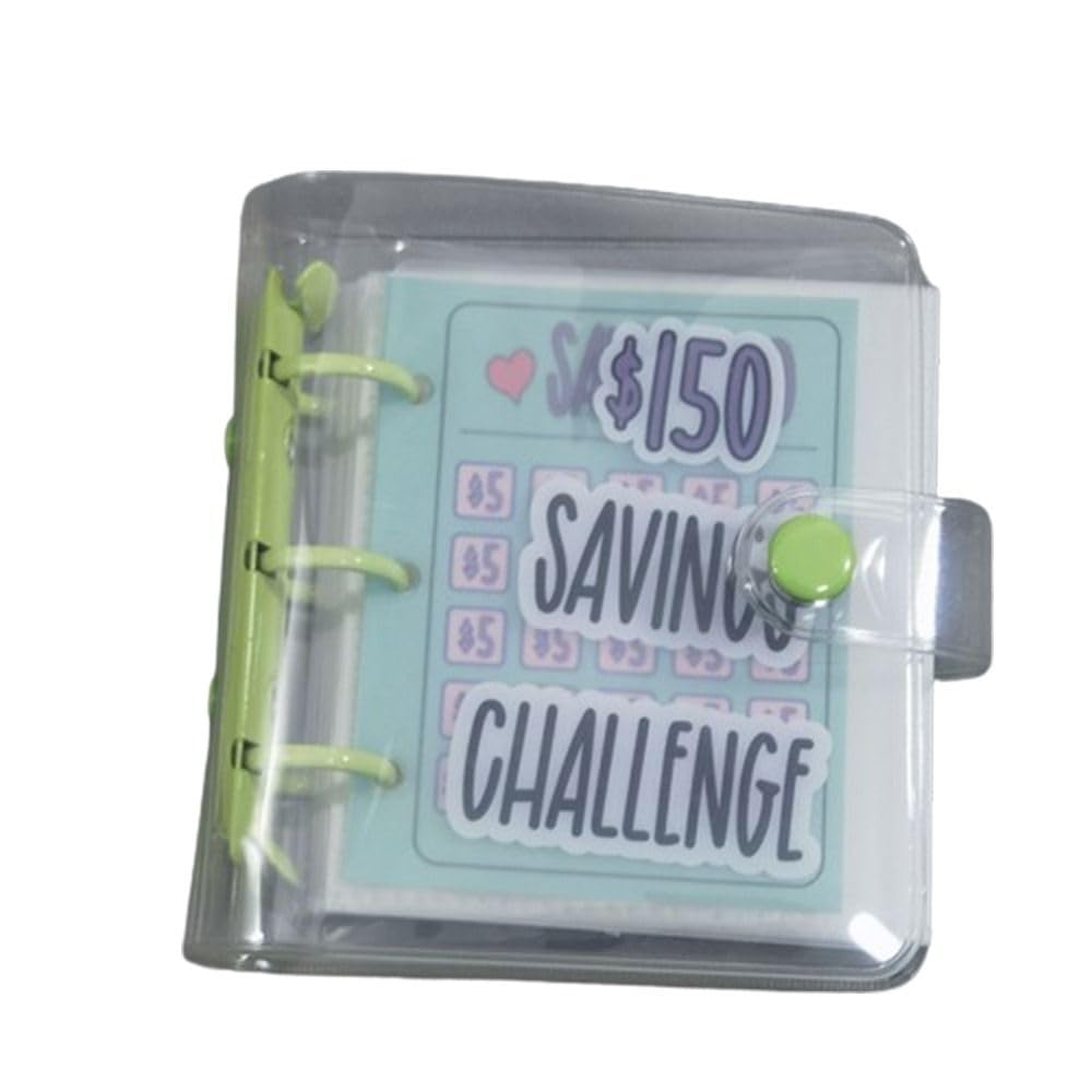 Mini Budget Binder A6 - Portable Cash Envelope System with Snap Button Closure, Money Saving Binder Envelope Savings Challenge(green-150)