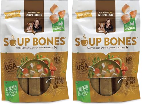 Rachael Ray Nutrish Soup Bones Dog Treats, Real Chicken & Veggies Flavor, 3 Bones, 6.3 Ounces (Pack of 2)