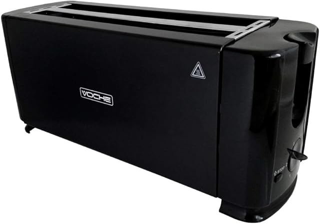 Voche Black 1300W 4-Slice Toaster with Crumb Tray & 6 Browning Settings