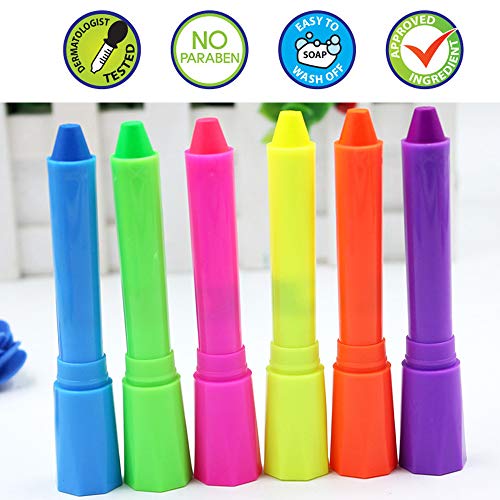 Luminous Face Paint Crayons,Washable,Halloween Making Up,Non Toxic Fluorescent Body Markers #TOP1