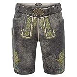 Gweih und Silk Kurze Lederhose Samuel in Grau, Größe:58, Farbe:Grau